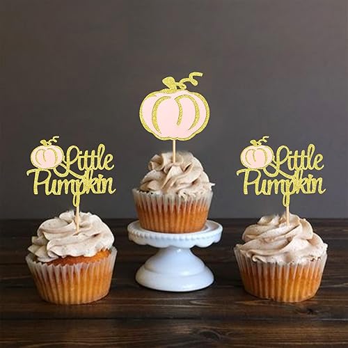 Miniatura 2 de Paquete de 24 adornos para cupcakes de calabaza para niñas, decoraciones de baby shower, decoraciones de cumpleaños de calabaza, selecciones de