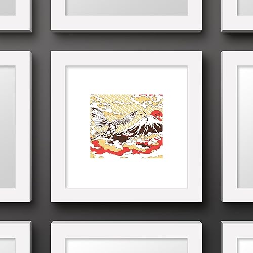 Vista 2 de Trends International Gallery Pops Godzilla - Póster de pared tradicional japonés rey Ghidorah volador, 12.00 x 12.00 pulgadas, versión de marco