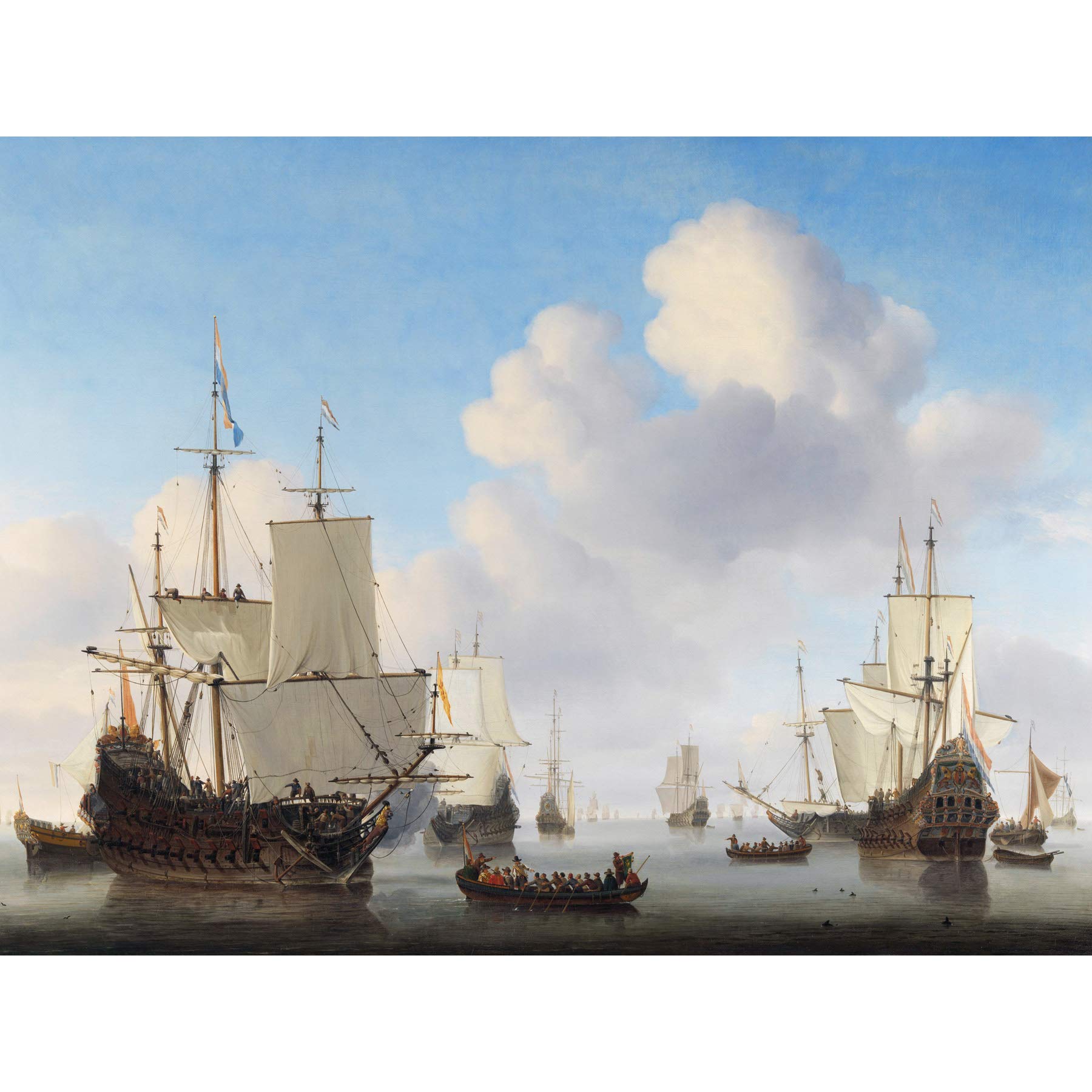 Artery8 Van De Velde Dutch Ships In A Calm Sea Premium Wall Art Canvas Print 18X24 Inch