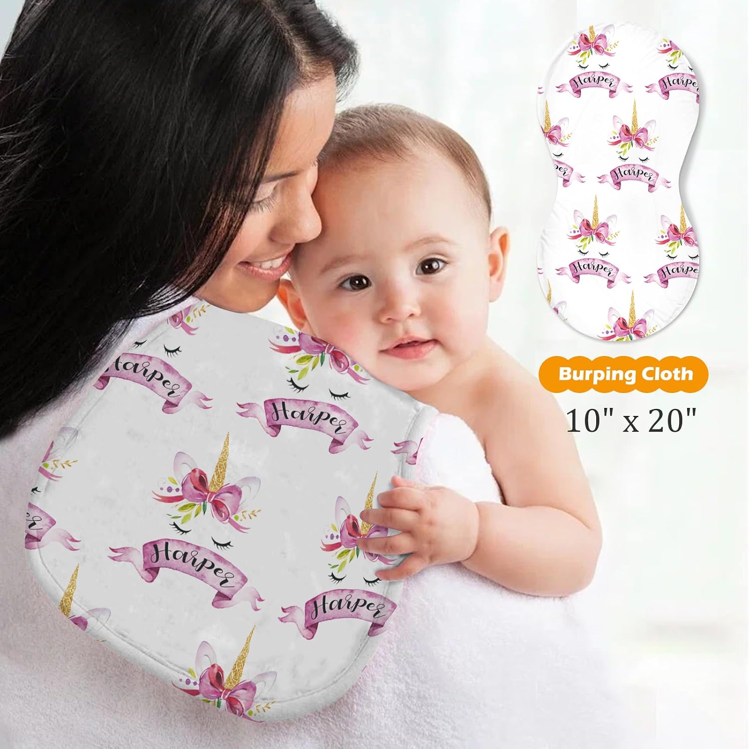 Custom Baby Nursing Swaddling Set: Personalized Custom Name Swaddle Blanket Car Seat Cover Bow Headband Hat Nursing Pillow for Infant Girl Purple