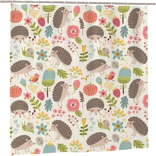 Cortina de ducha decorativa con erizos, forro de plástico de 72 x 72 pulgadas, cortinas de ducha extra largas para baño, juego de cortinas de baño