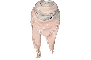 Plaid Tassel Soft Pink Blanket Scarf