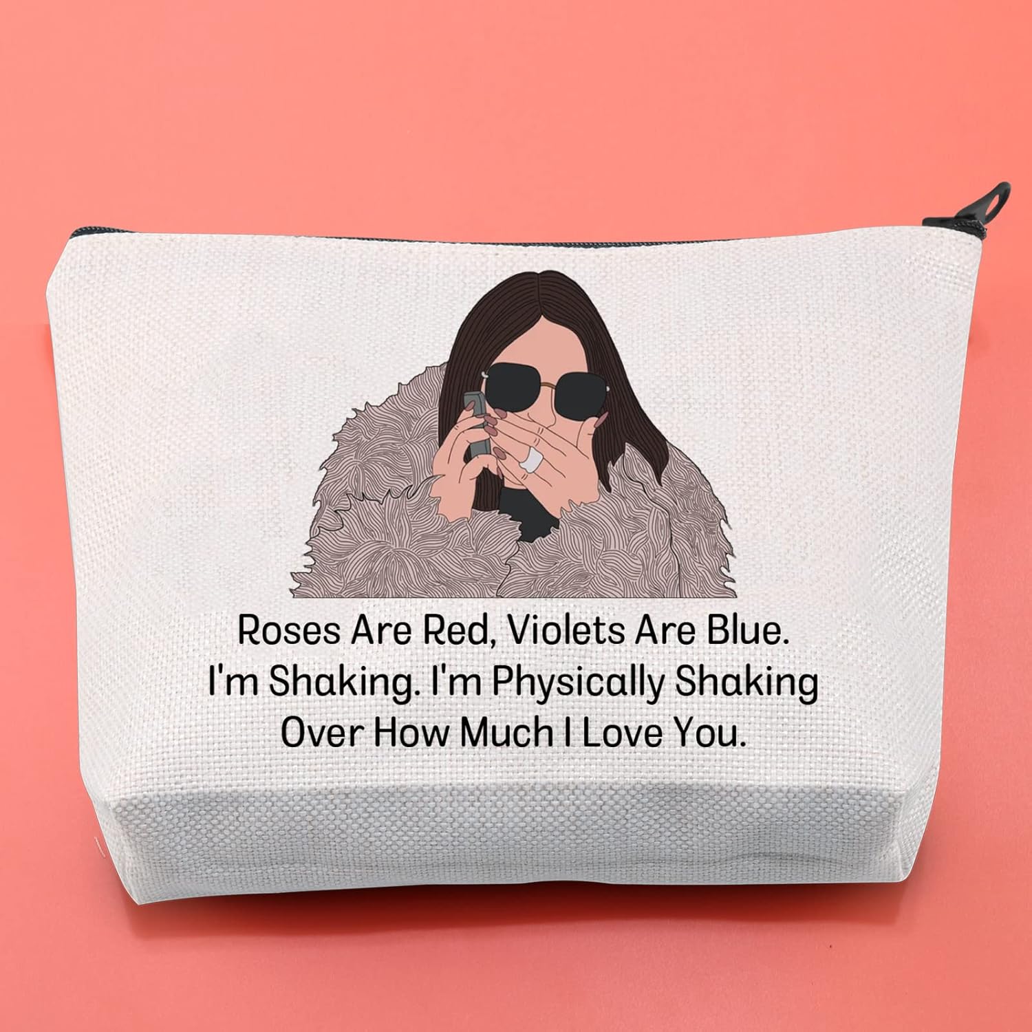 BLUPARK Real Housewife Makeup Bag Reality TV Gift Physically Shaking Over How Much I Love You Cosmetic Bag for Fans(Roses Are Red) - Image 3