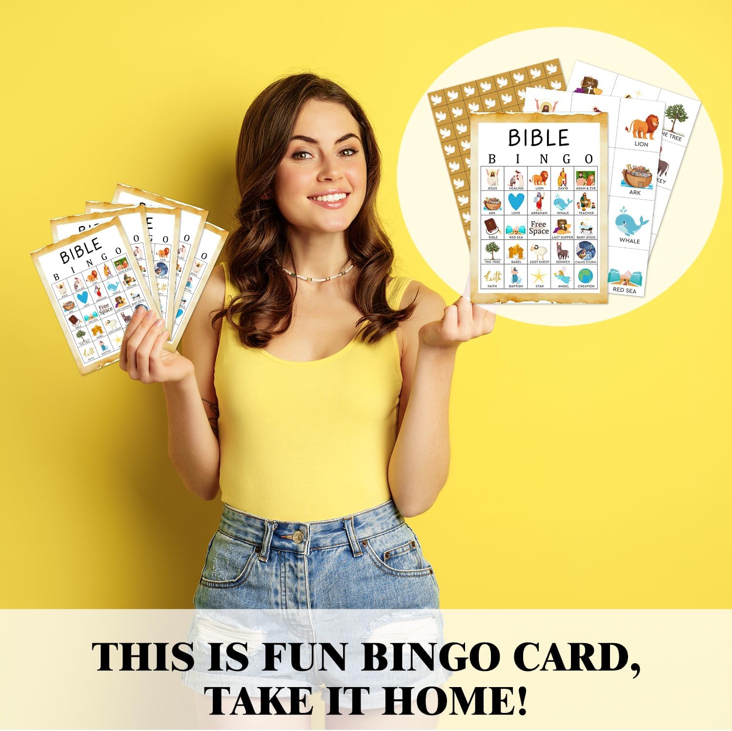 Bible Bingo Game - 24 Player Christian Church Bingo Cards for Women, Men & Family Parties - JK0103