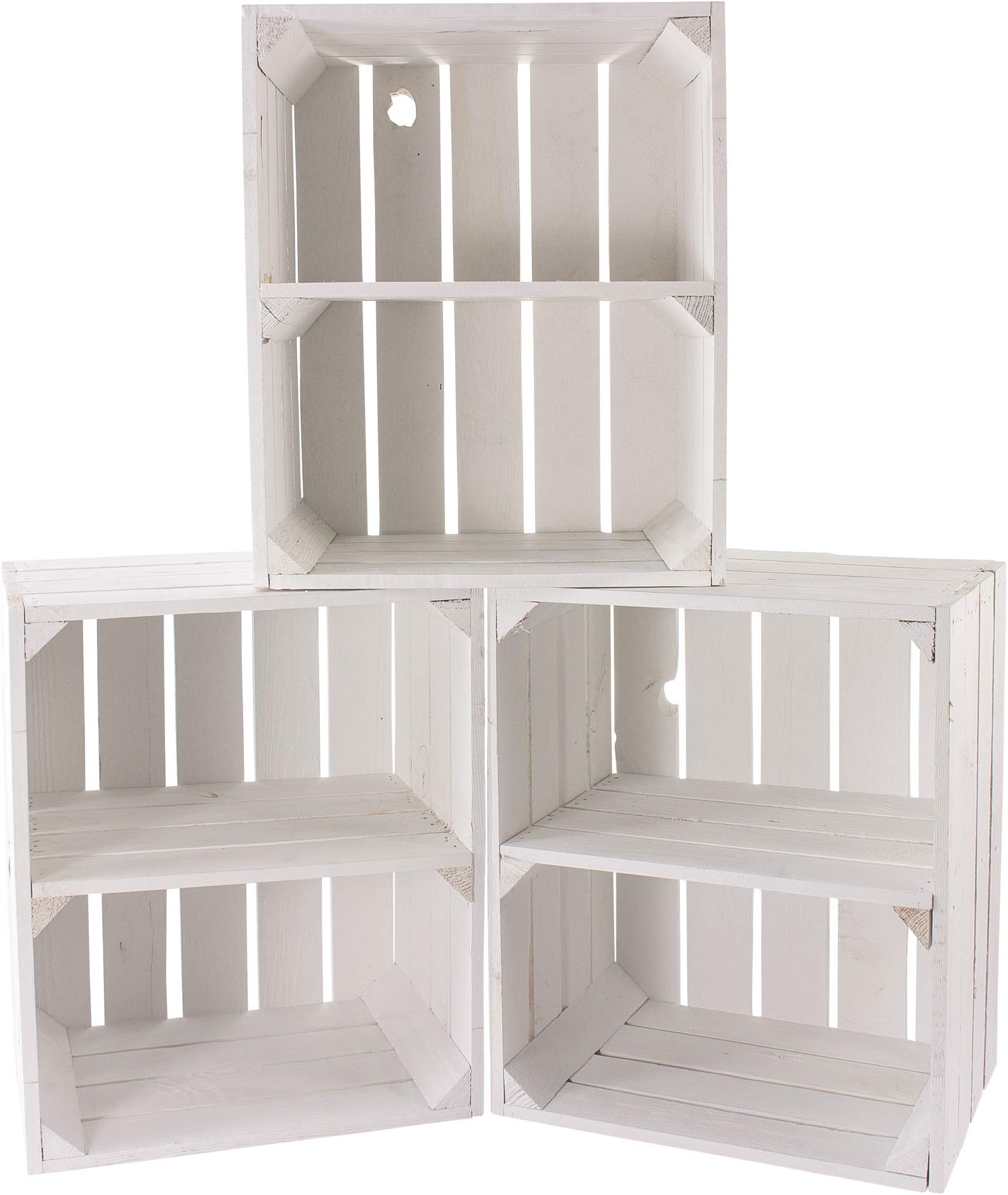 Set of 3 Johanna White Fruit Crates / Shoe Rack Storage Rack Side Table Shoe Box Wine Box Apple Crate Wooden Box Shelf Box Storage Box 50 cm x 40 cm x 30 cm (L x W x H)
