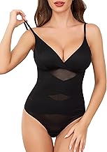 Vlazom Shapewear Women's Tummy Control Bodysuit Shaping V-Neck with Built-in Bra Bodice Body Figure Shaping Seamless