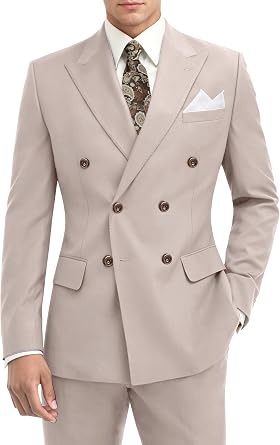 Formal Suits for Mens 2 Piece Double Breasted Suit Slim Fit Men Tuxedo Set
