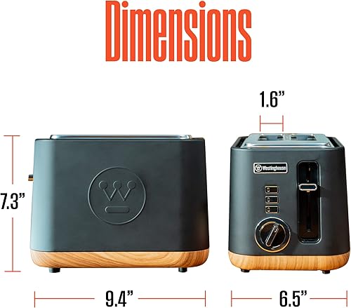 Miniatura 7 de Westinghouse Tostadora de diseño escandinavo con ranuras anchas, bandeja extraíble para migas, 6 niveles de tostado y opciones de