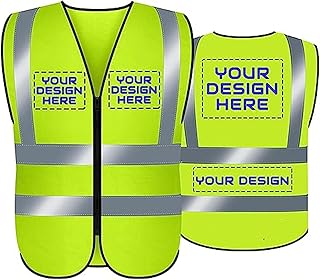 Custom Safety Vest,Personalized Vest,Safety Vest with Logo High Visibility Reflective Work Vest with Multiple Pockets Class 2 Standards