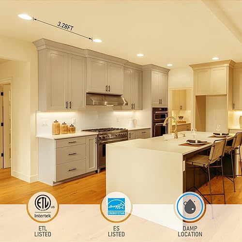 Miniatura 4 de TORCHSTAR Luz empotrable LED ultrafina de 6 pulgadas con caja de conexiones, 2700 K blanco suave, 12 W 100 W equivalente luz descendente LED delgada