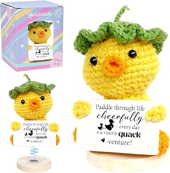 homyfort Positive Crochet Duck, for Mom, Emotional Support Animal for Friends, Birthday Gift for Boyfriend Girlfriend Wife Husband