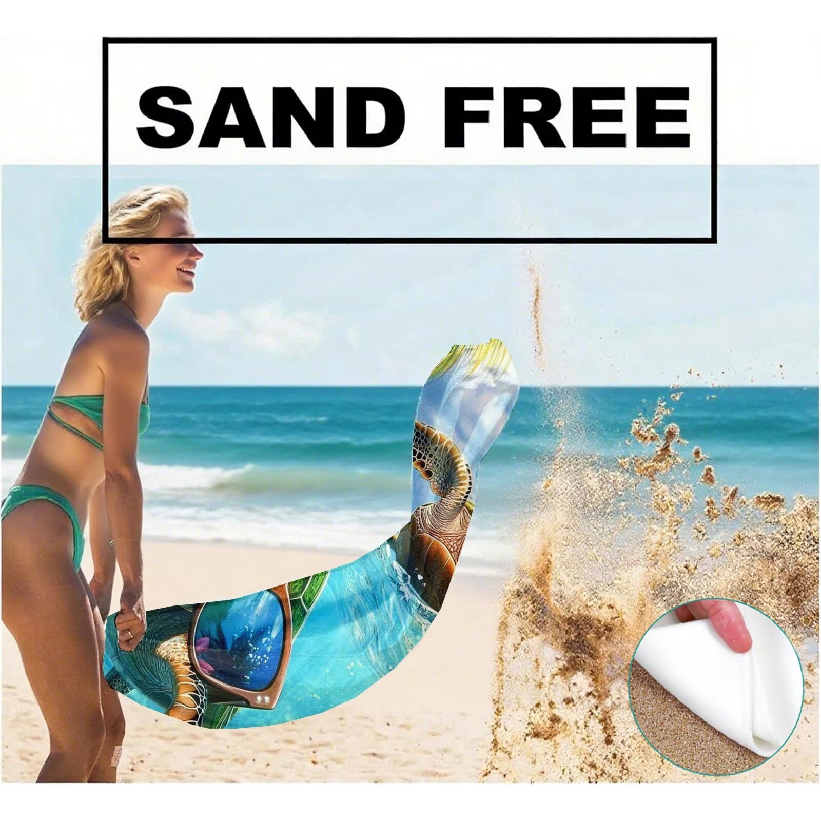Telo Mare Microfibra, Telo Mare Grande 200 x 100 cm Set da 2, Antisabbia Asciugatura Rapida Assorbente Salvietta da Spiaggia Asciugamano per Palestra Piscina Viaggi Sport Picnic, Regali Donna Q-755