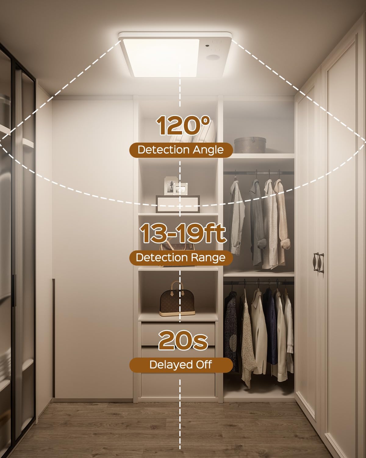 JACKYLED 2 Pack New Upgraded Rechargeable Motion Sensor Ceiling Light with Remote,8000mAh Magnetic Wireless Ceiling Lights Battery Operated,LED Shower Lights for Stairs Pantry Hallway Porch