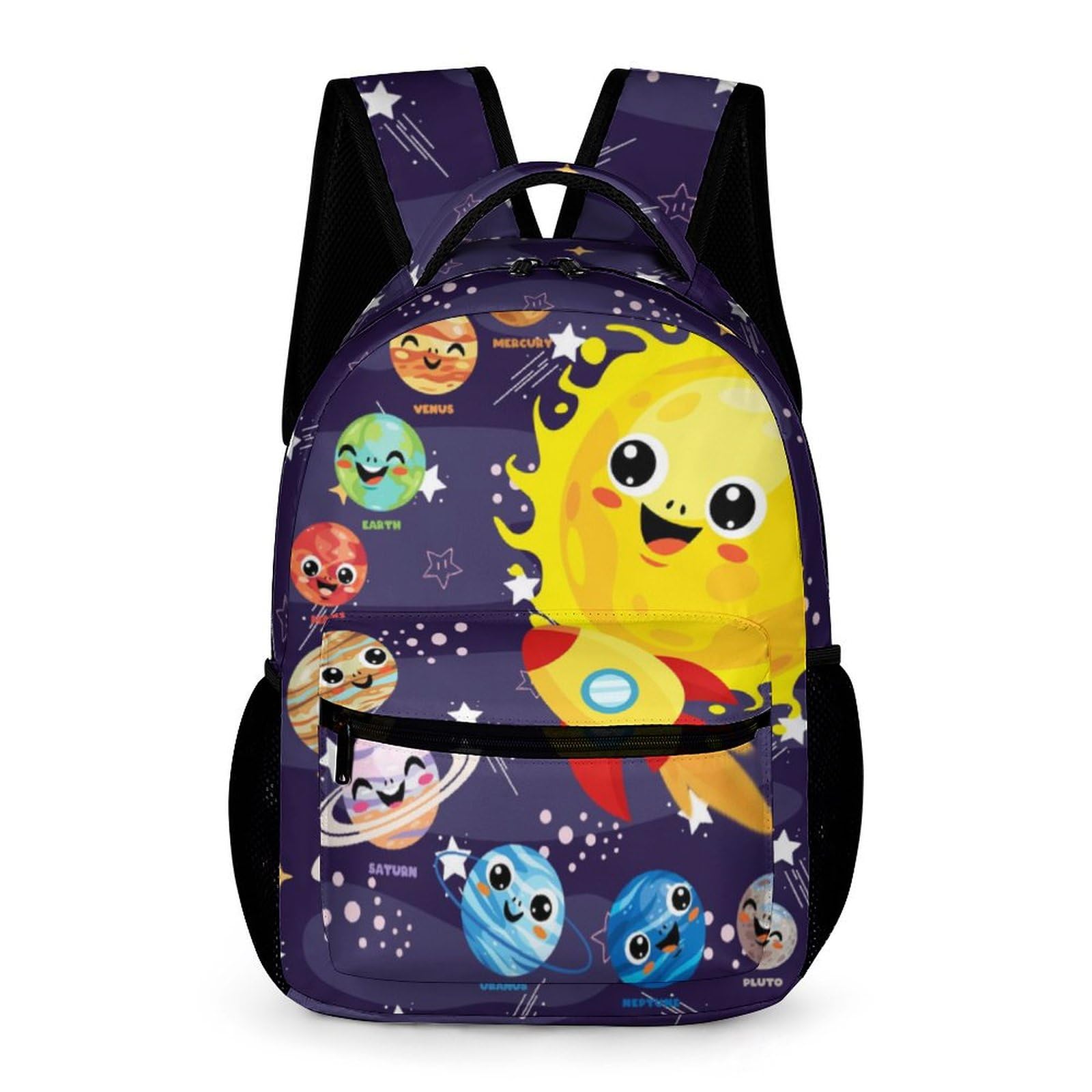 Solar System School Backpack for Kids Girls Boys, 16 Inch Cute Planet Themed Bookbag, Personalized School Backpack for Students Children, Lightweight,