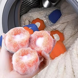 Reusable Dryer Balls with Hair Removal for Washing Machine, Reduces Wrinkles and Drying Time, Eco-Friendly Laundry Balls, Orange