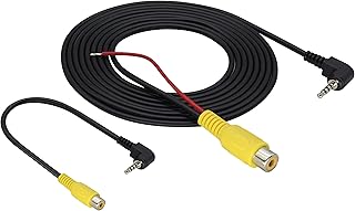 2.5mm to RCA Cable 2.5mm AV-in Male（4-Pole） to RCA Female Cable with Trigger,2.5mm Stereo to RCA Video Adapter for GPS Tablet Car Camcorder Reverse Backup Rear View Camera(2.4M+20cm)