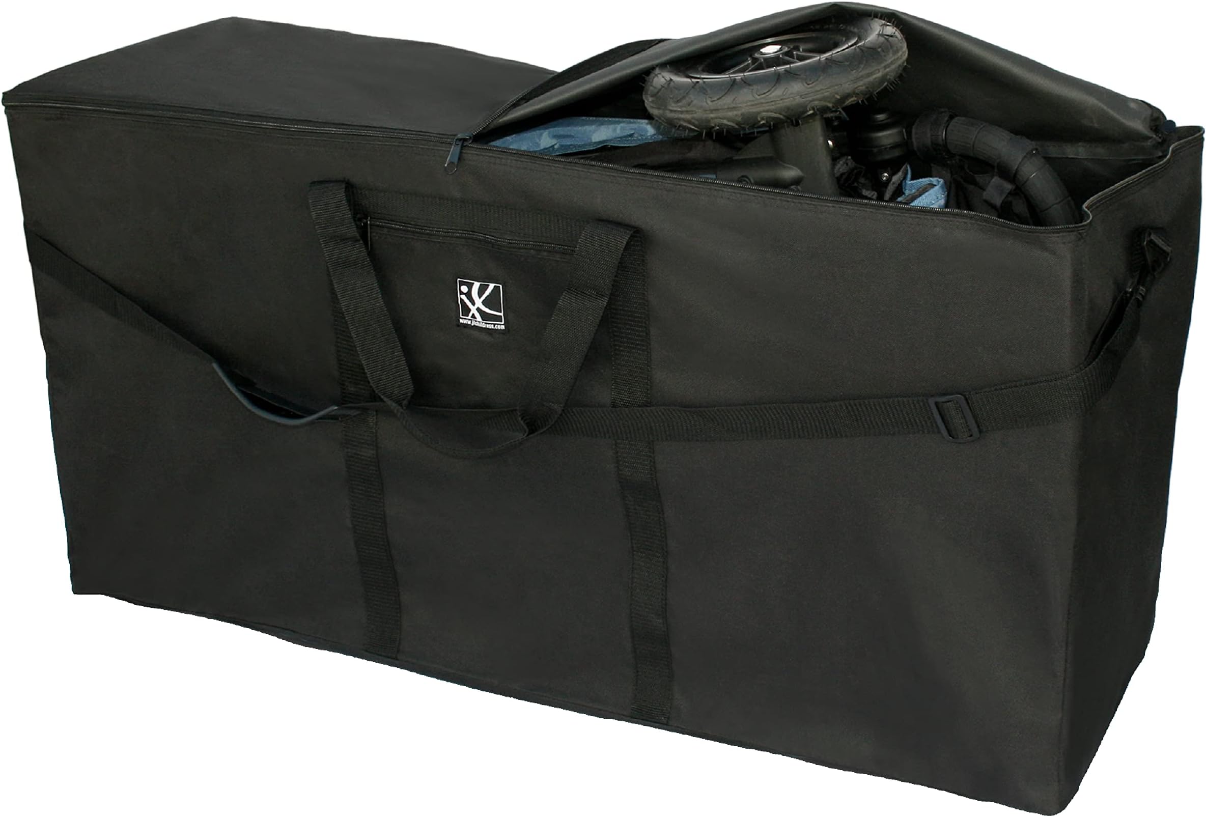 J.L. Childress Stroller Travel Bag For Single And Double Strollers, Durable And Protective, Water-Resistant And Easy Clean, Carry Handles And Detachable Padded Shoulder Strap, Black