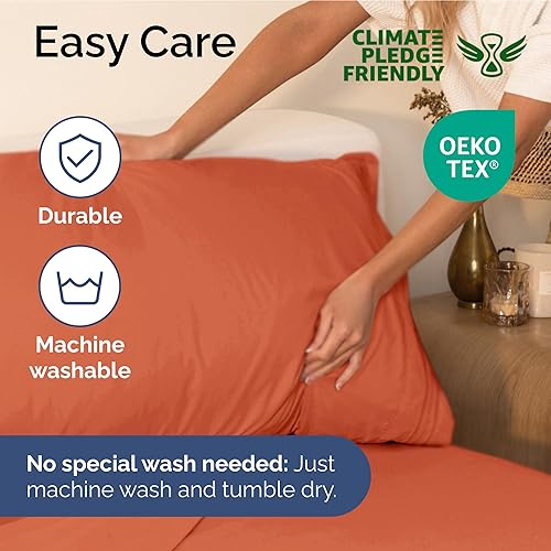 Vista 857 de Juego de sábanas de 4 piezas tamaño king, extrasuaves, transpirables y refrescantes con esquinas profundas, sábanas de fácil ajuste y sin arrugas