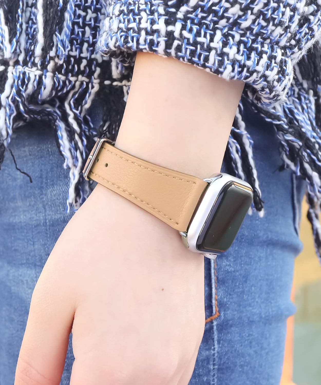 保証 アップルウォッチ バンド 替え ベルト レディース Apple Watch 裏面防水素材 Series 7 Se 6 5 4 3 2 1 革 レザー 本革 38mm 40mm 41mm 42mm 44mm 45mm スリム イタリアンレザーベルト くすみカラー サードパーティ Applewatch