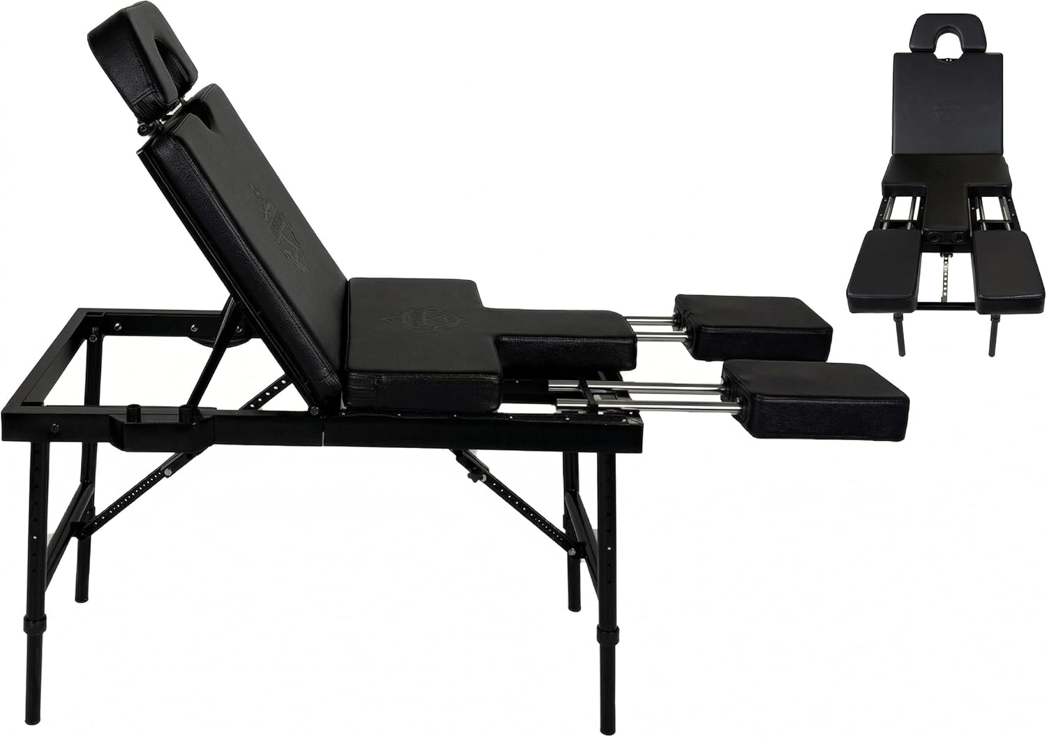 InkBed Portable Tattoo Bed, Table and Chair, Black, with Carrying Case. Under 50 Lbs!