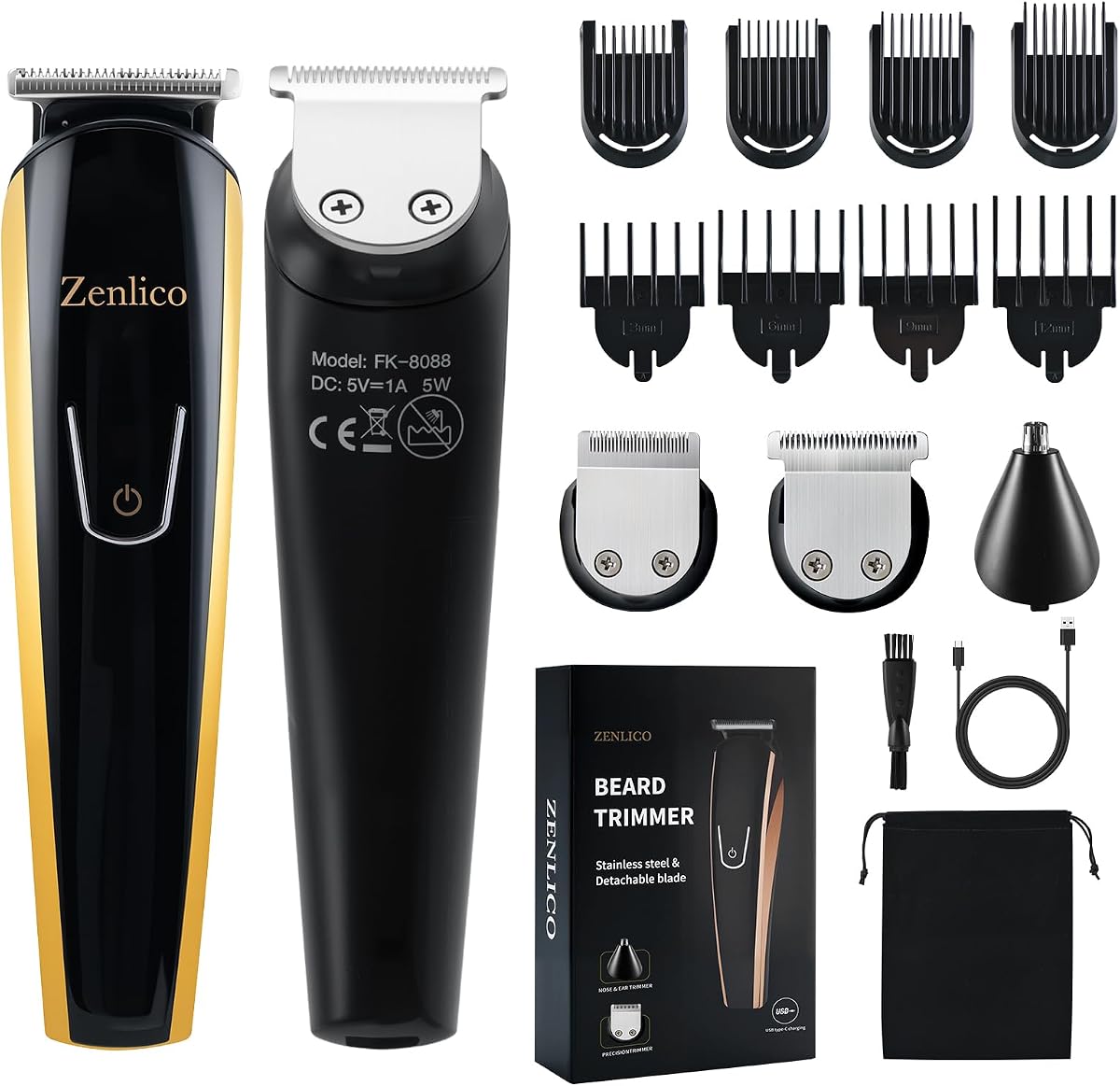 Beard Trimmer for Men, 3-in-1 Men's Trimmer for Mustache, Rechargeable Men's Hair Trimmer & Razor for Beard, Face, Nose, Groin & Manscaping, 13 Set, Birthday Valentines Ideal Gift for Men