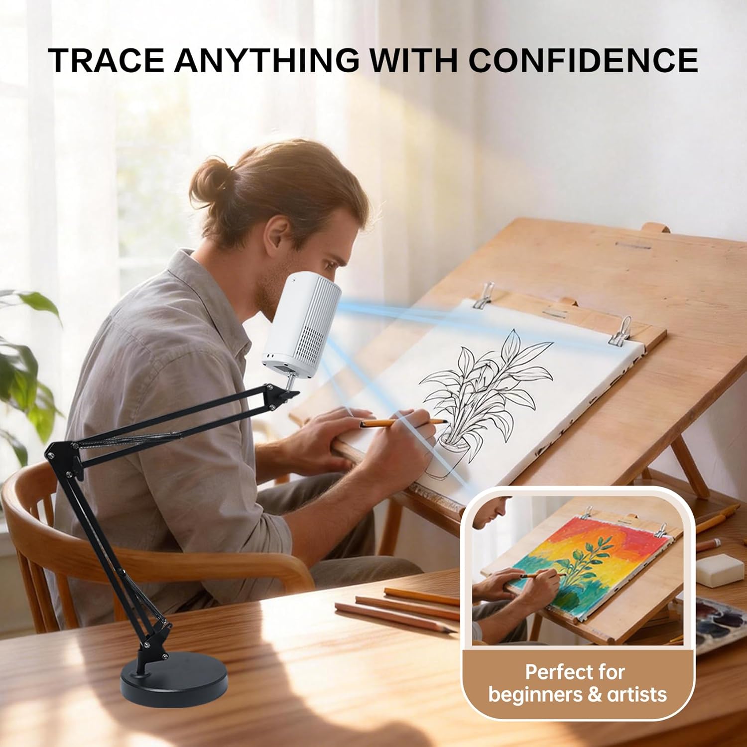 Fhroiny Art Projector for Tracing, Drawing Projector with iOS/Android/WiFi/USB/HDMI Support, Desktop & Wall Canvas Projection, Tracing Projector for Sketching, Painting & Cake Decorating