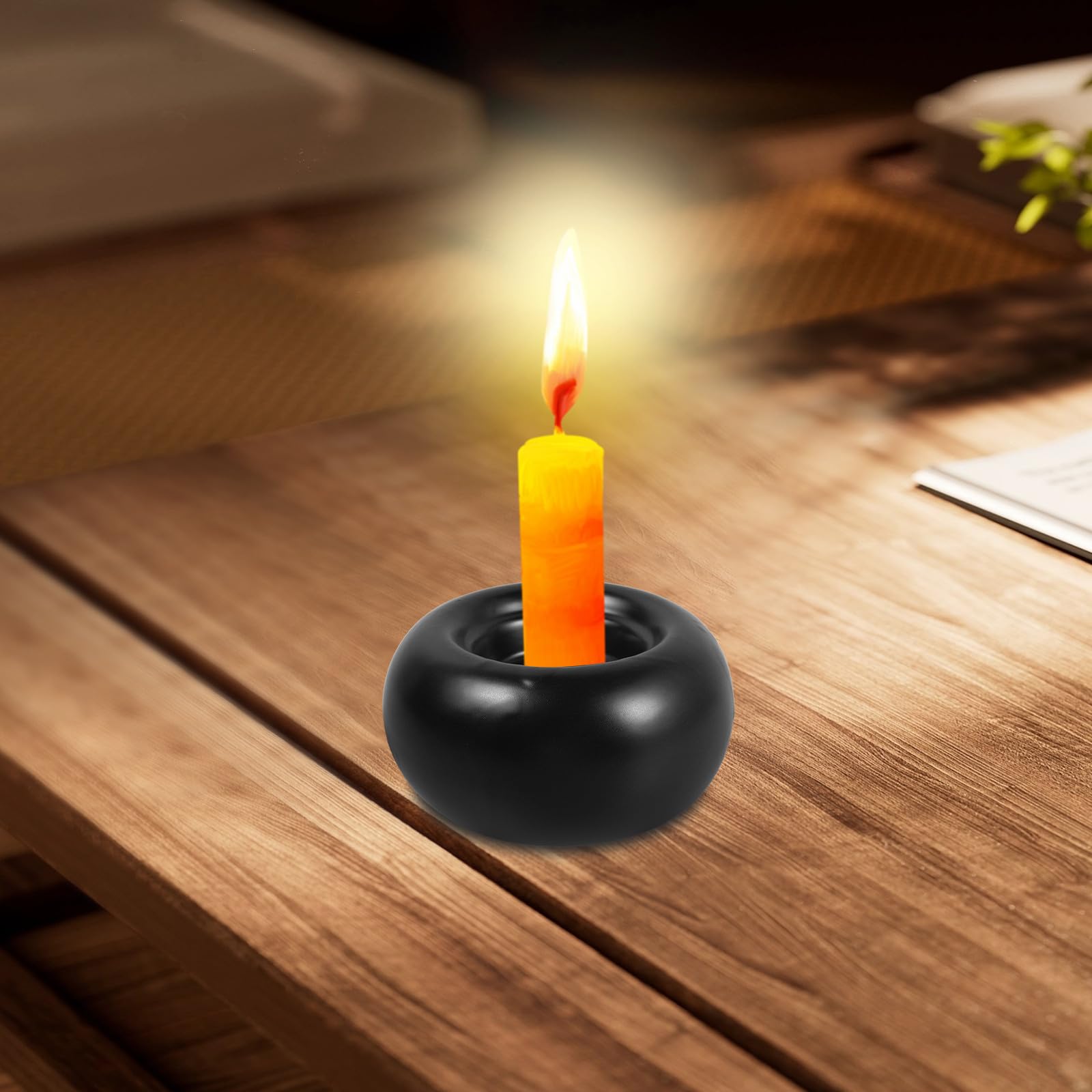 Toyvian 3 Piezas Portavelas de Té de Cerámica Negra, Candelabro Moderno