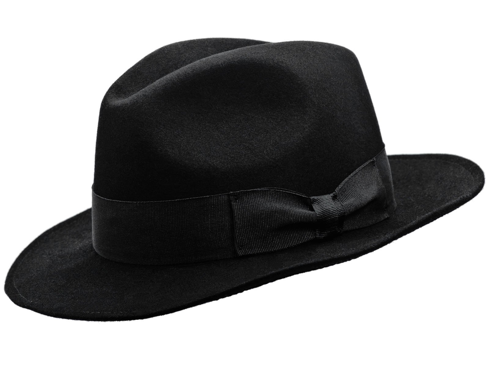 Sterkowski Rabbit Fur Felt Classic Vintage Fedora Hat 58 cm Black