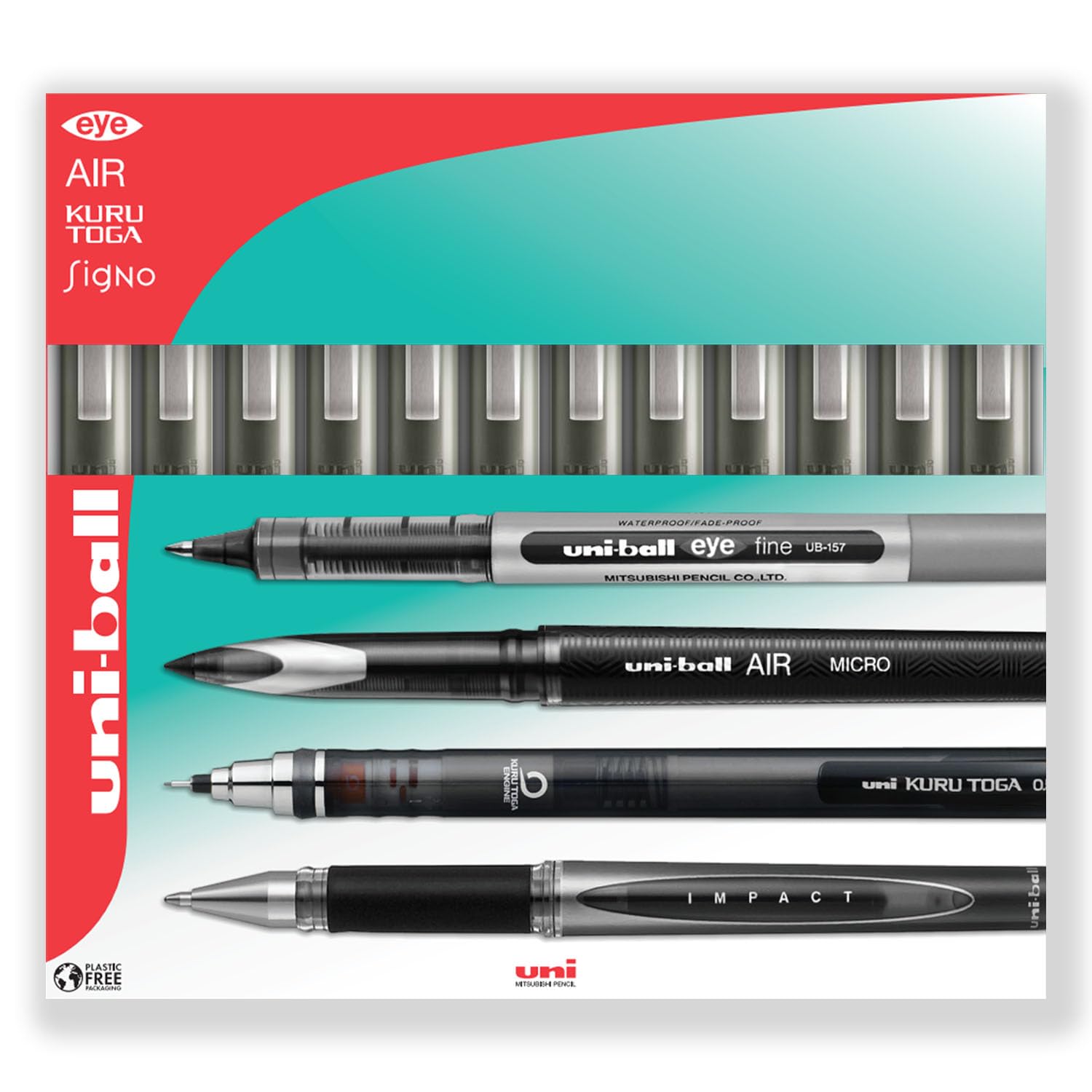 uni-ball EYE - UB-157E Rollerball Pens - 0.7mm Nib - In Envelope Gift Packaging (Pack of 12, Essentials) - Image 2