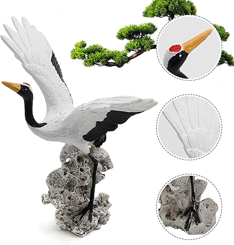 Miniatura 3 de UOIENRT Paquete de 2 estatuas de grúa de jardín en miniatura, arte de pájaros, decoración de bonsái, esculturas de hadas de jardín