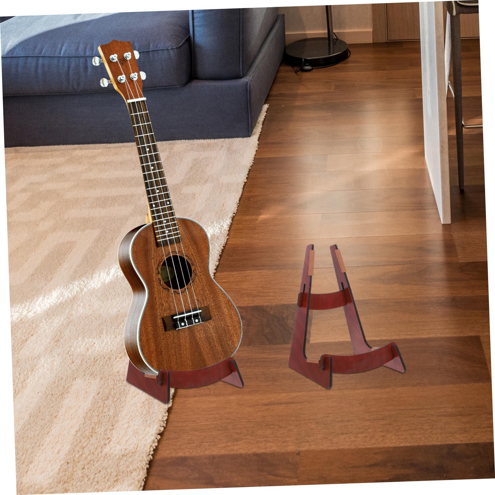 HEMOTON Supporto Per Chitarra Da Pavimento Da 3 Pezzi Supporto Per Chitarra Staccabile Struttura in Legno Per Chitarre Acustiche Ed Elettriche