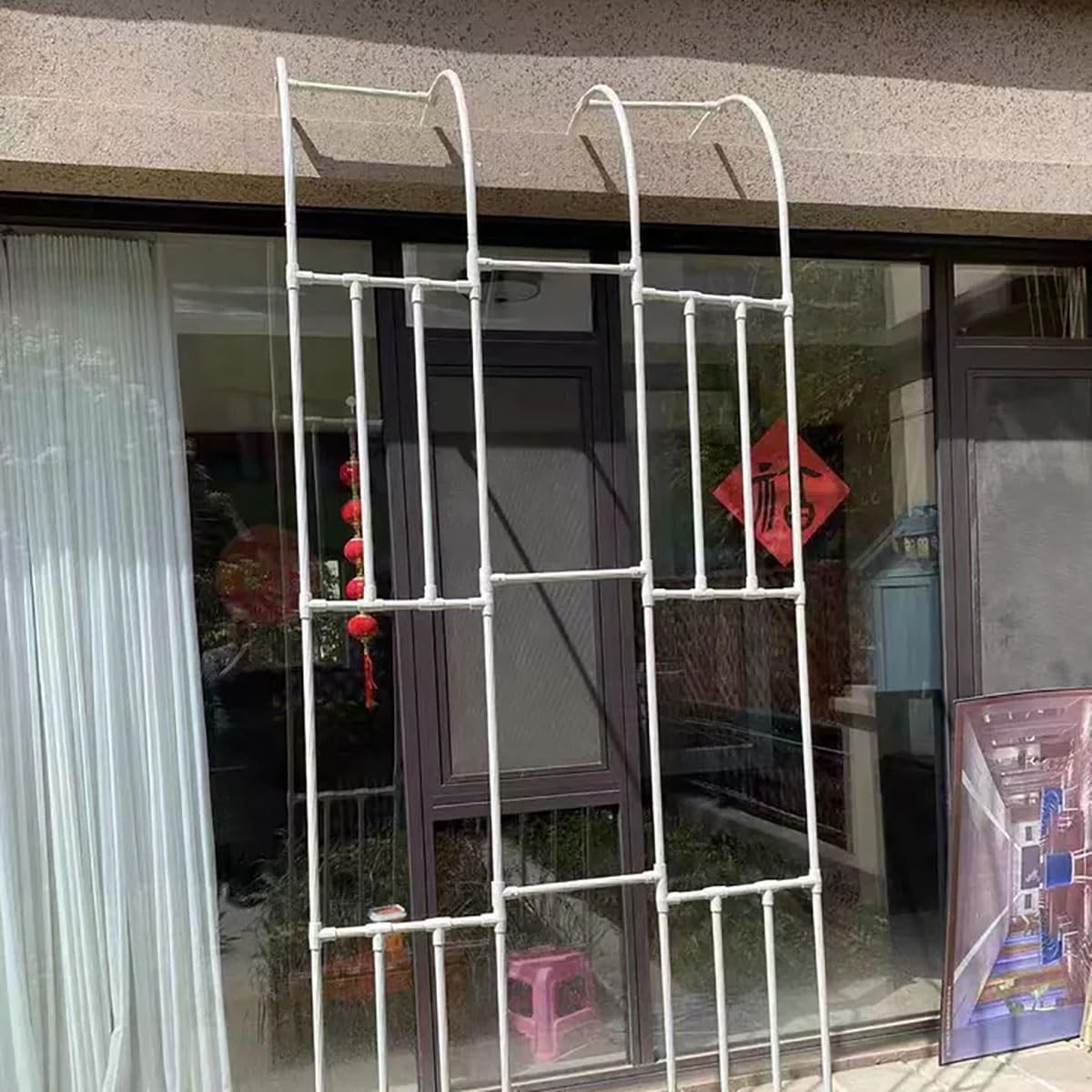 Arco da giardino in metallo per piante rampicanti, arco per rose a metà lato, decorazione per matrimoni, supporto da 60 cm a 300 cm, bianco, 260 x 240 cm (larghezza x altezza), perfetto per cerimonie