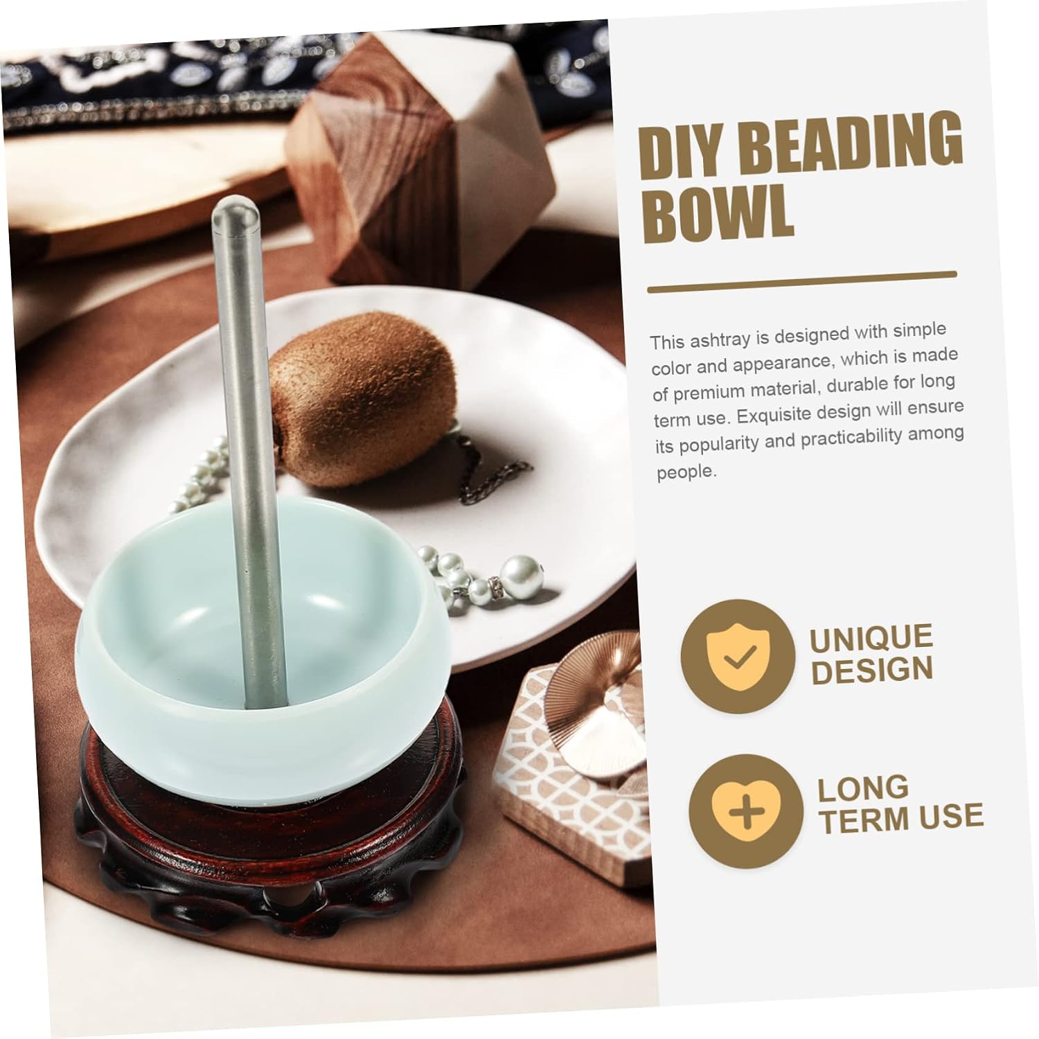 OSALADI Manual Wooden Beading Bowl Tool for Jewelry Making Efficient Bead Stringing Device for Crafting Necklaces and Bracelets Sandalwood Beads Kit
