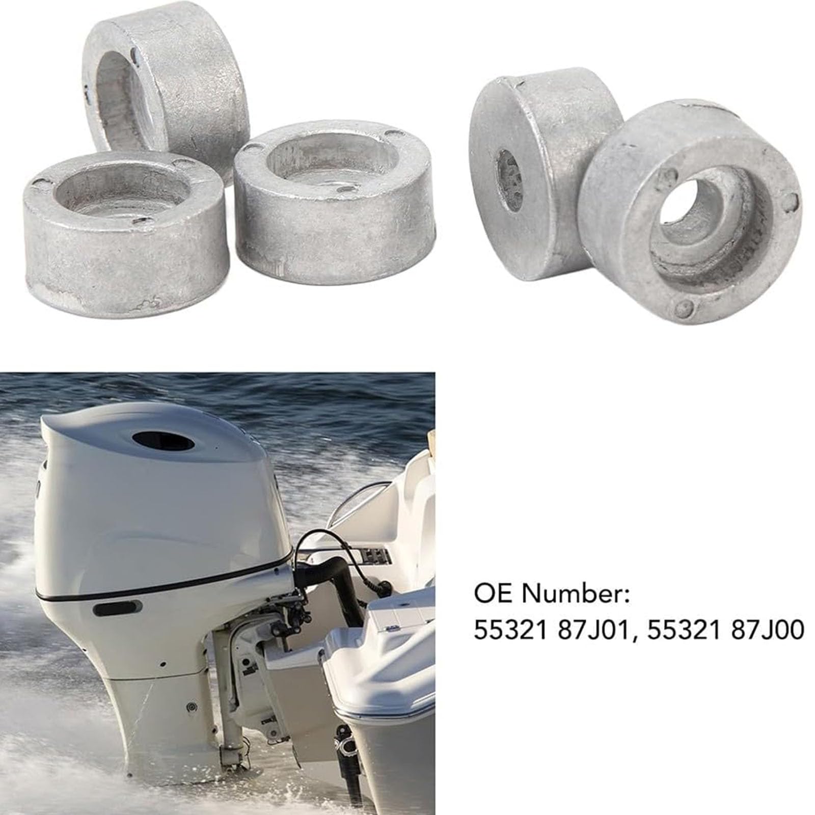 Anodo Metallico 55321-87J01 55321-87J00 per Motore fuoribordo 4T da 9, 9 L a 300 Motore per Barche Marine protetto dalla corrosione Confezione da 5 Controllo ' ossidazione della Nave