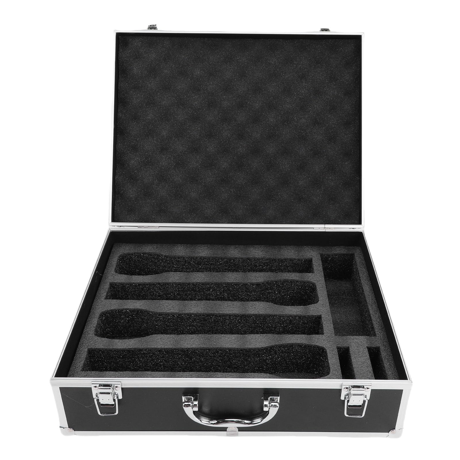 Custodia per microfono wireless, custodia rigida in alluminio per 4 microfoni, ricevitori, trasmettitori con rivestimento in schiuma