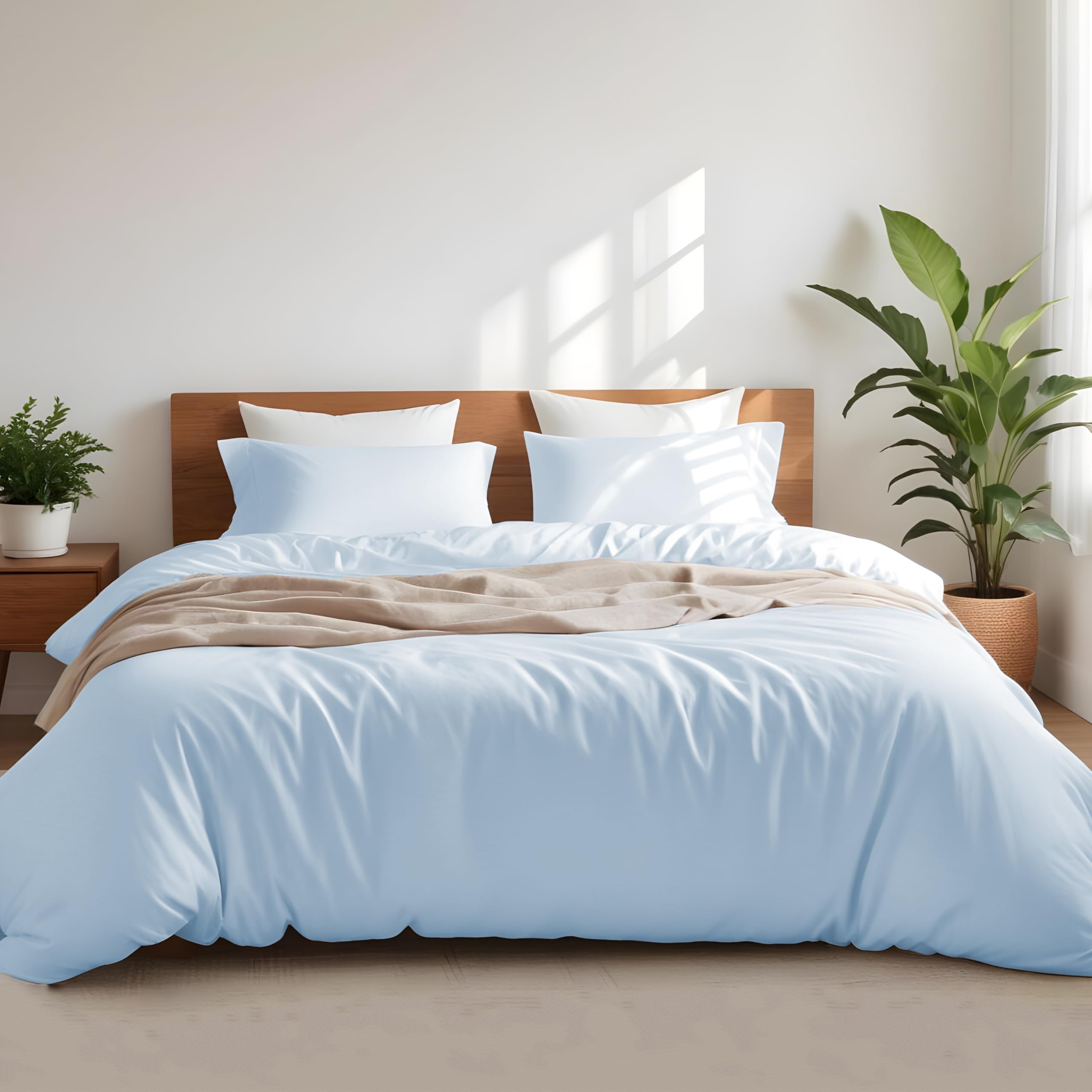 1200 Thread Count Bedding Linenwalas 100% Supima Cotton - 3PC Deep Pocket 1200 TC No Flat Sheet King Sheet Set