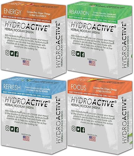 Miniatura 2 de Hydro Sabores activos de cachimba con aceites esenciales, All Active Mix Hookah Shisha en melocotón, fresa, mango, piña, sandía y menta, sabores de