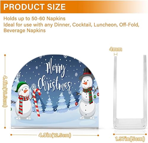 Miniatura 3 de Servilletero de papel acrílico con diseño de muñeco de nieve de Navidad para mesas, servilleteros de mesa de acrílico transparente, servilleteros de