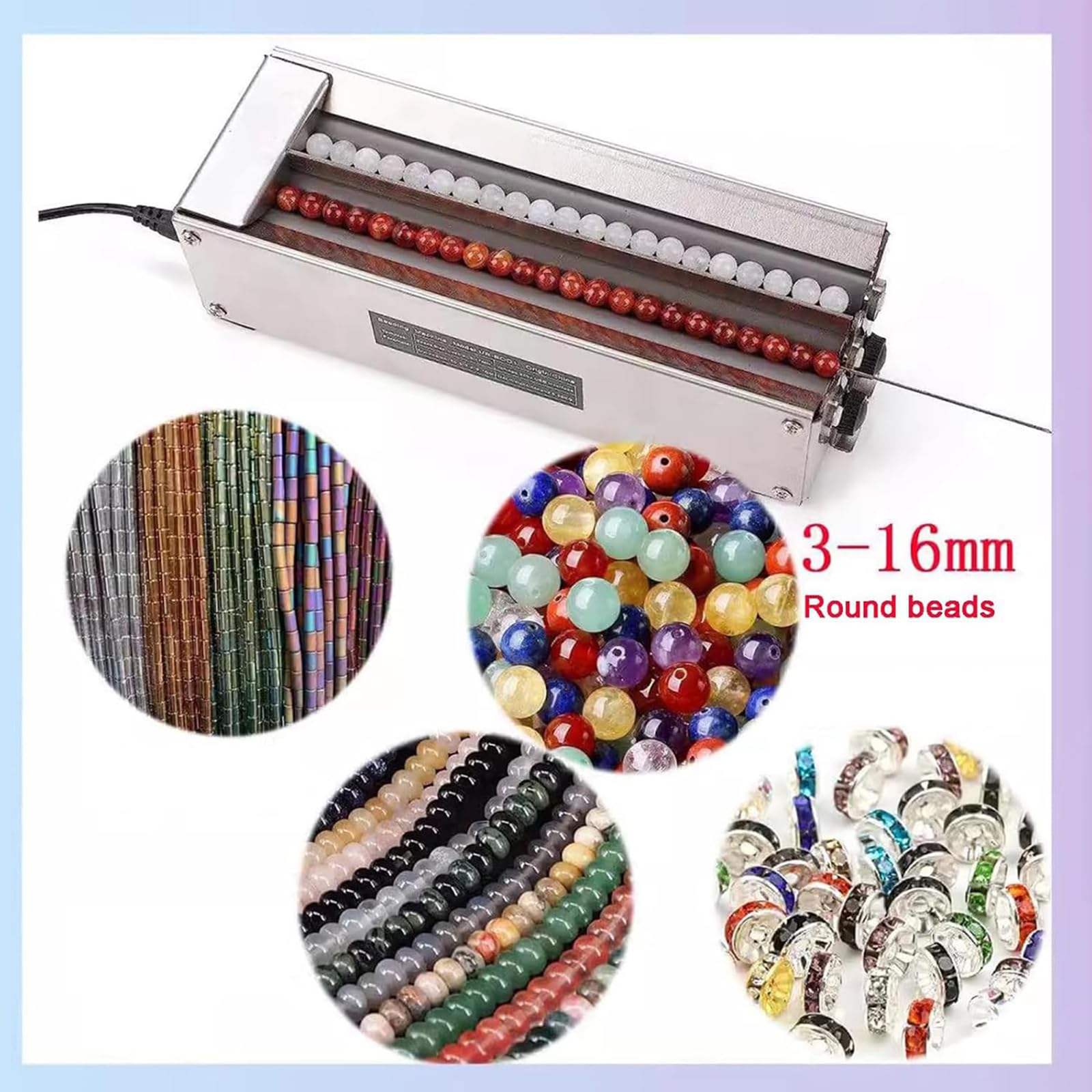 Elektryczny Obracacz Do Koralików, Domowe Dwukanałowe Narzędzie Do Szybkiego Nawlekania Z Funkcją Przód I Tył, 3 Regulowane Prędkości Do Koralików Jubilerskich φ3-16mm