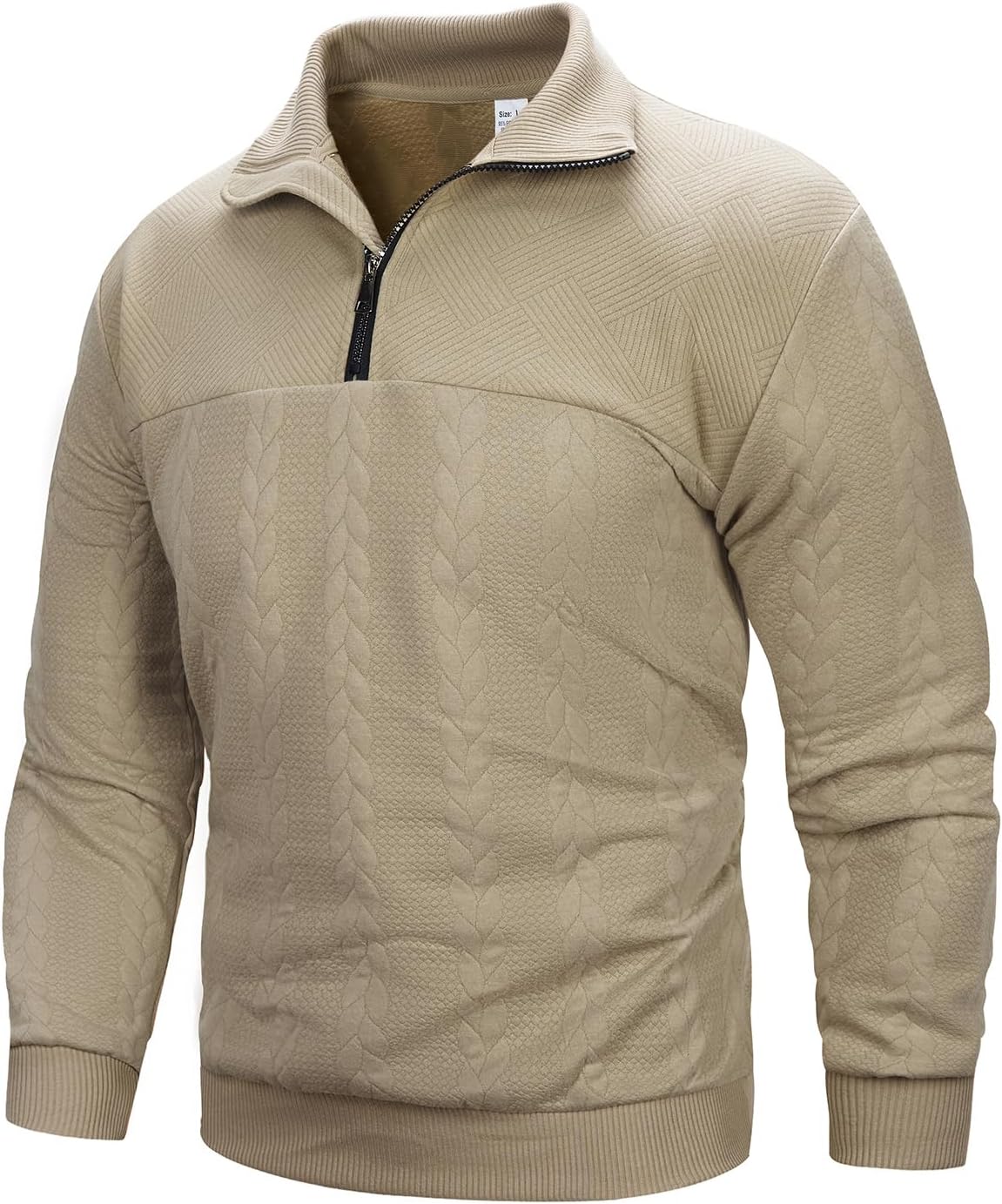 MANLUODANNIMen's Quarter Zip Sweater Lightweight Knitted Mock Neck Quilted Pullover Sweaters Long Sleeve Casual Jumper