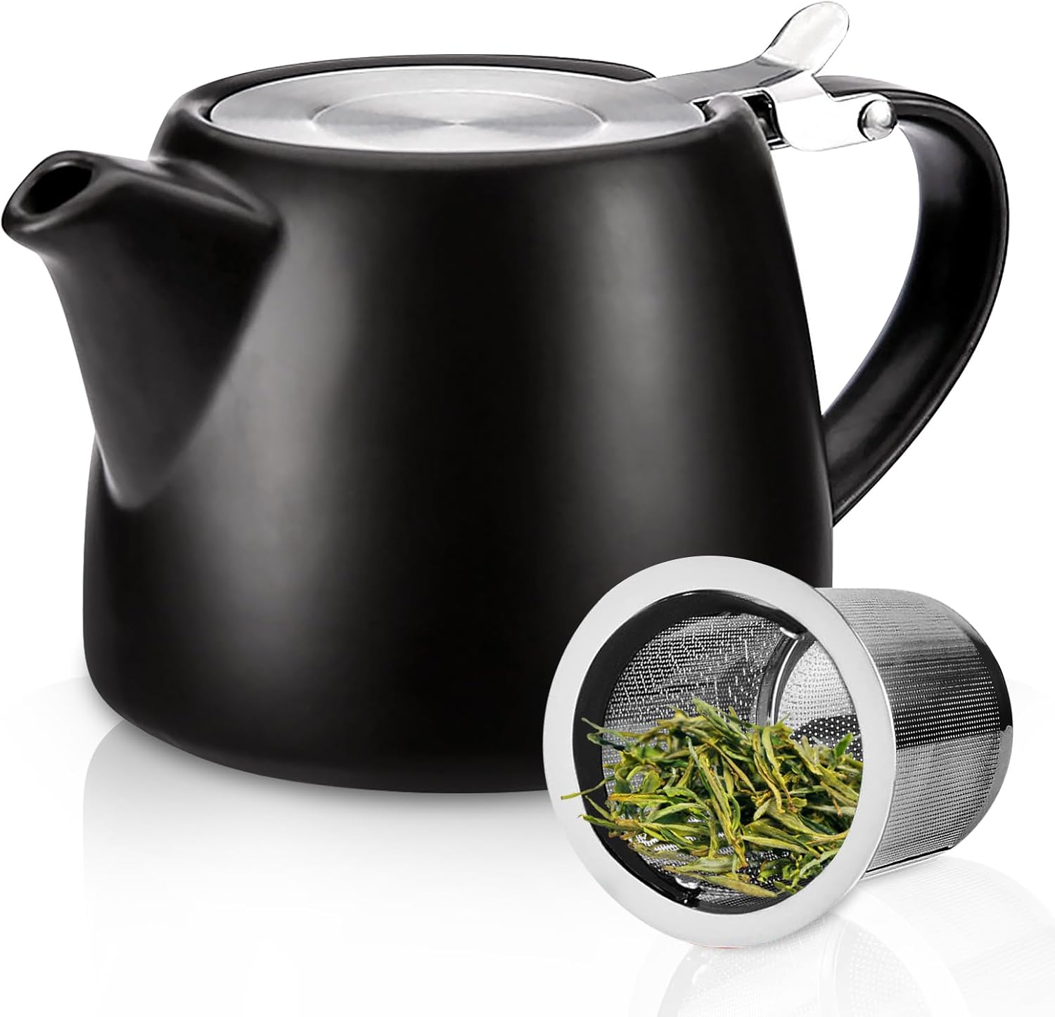 Ceramic Stump Teapot, 500ml/17oz Ceramic Teapot with ExtraFine
