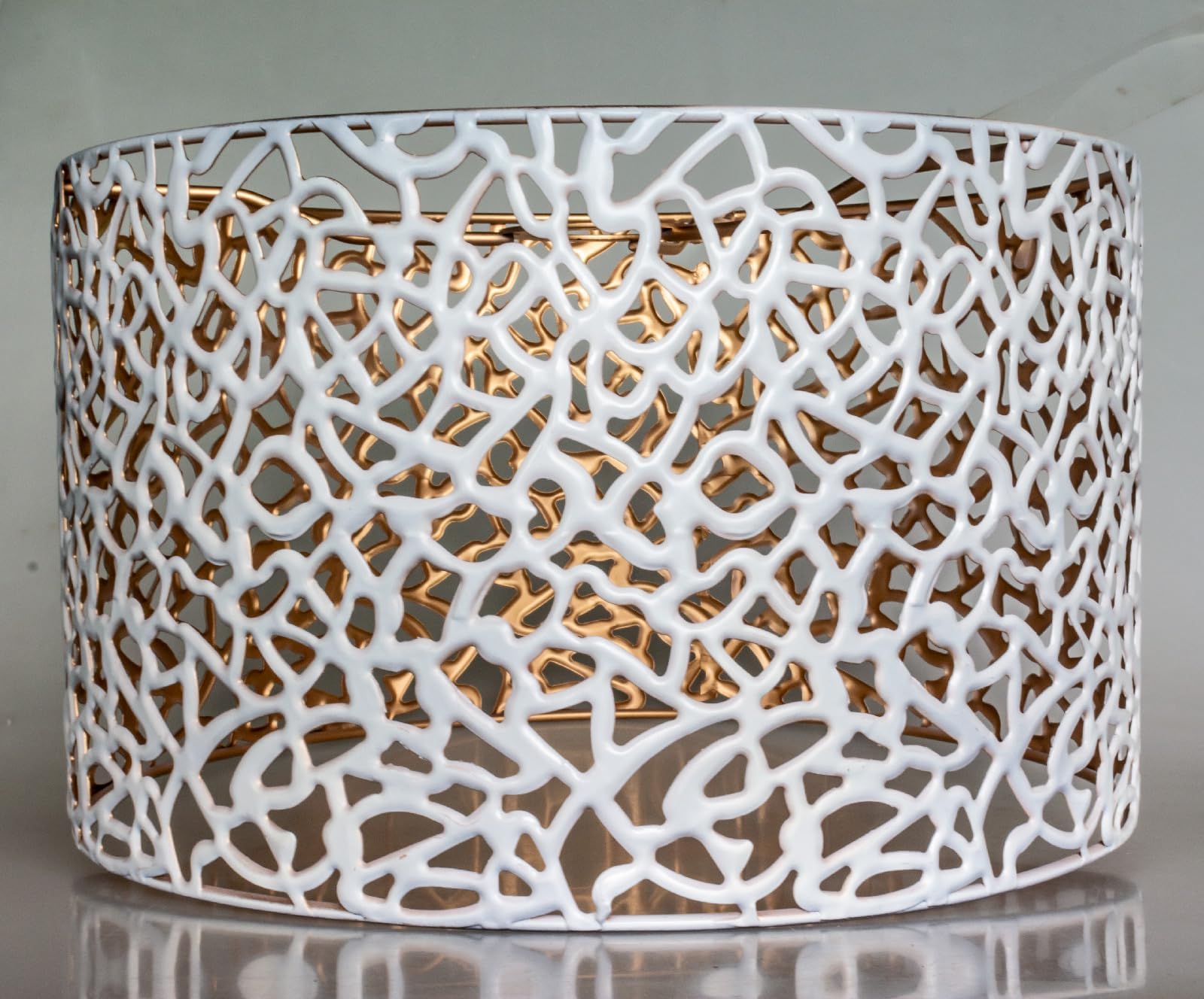 Osasy Decorative Metal Openwork Lampshade, Geometric Pattern, Modern Design, White and Gold Lampshades Pendant Light โ image 1