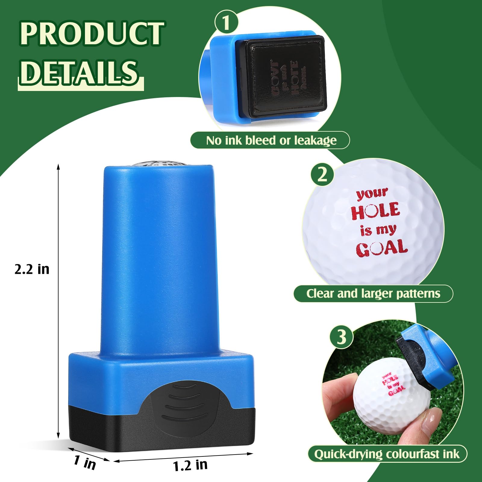 Moinchore 3 Pack Golf Ball Stamp Self-Inking Golf Ball Stamp Markers Reusable Golf Ball Marking Tool to Identify Golf Balls for Golfer Gift Golfing Accessories