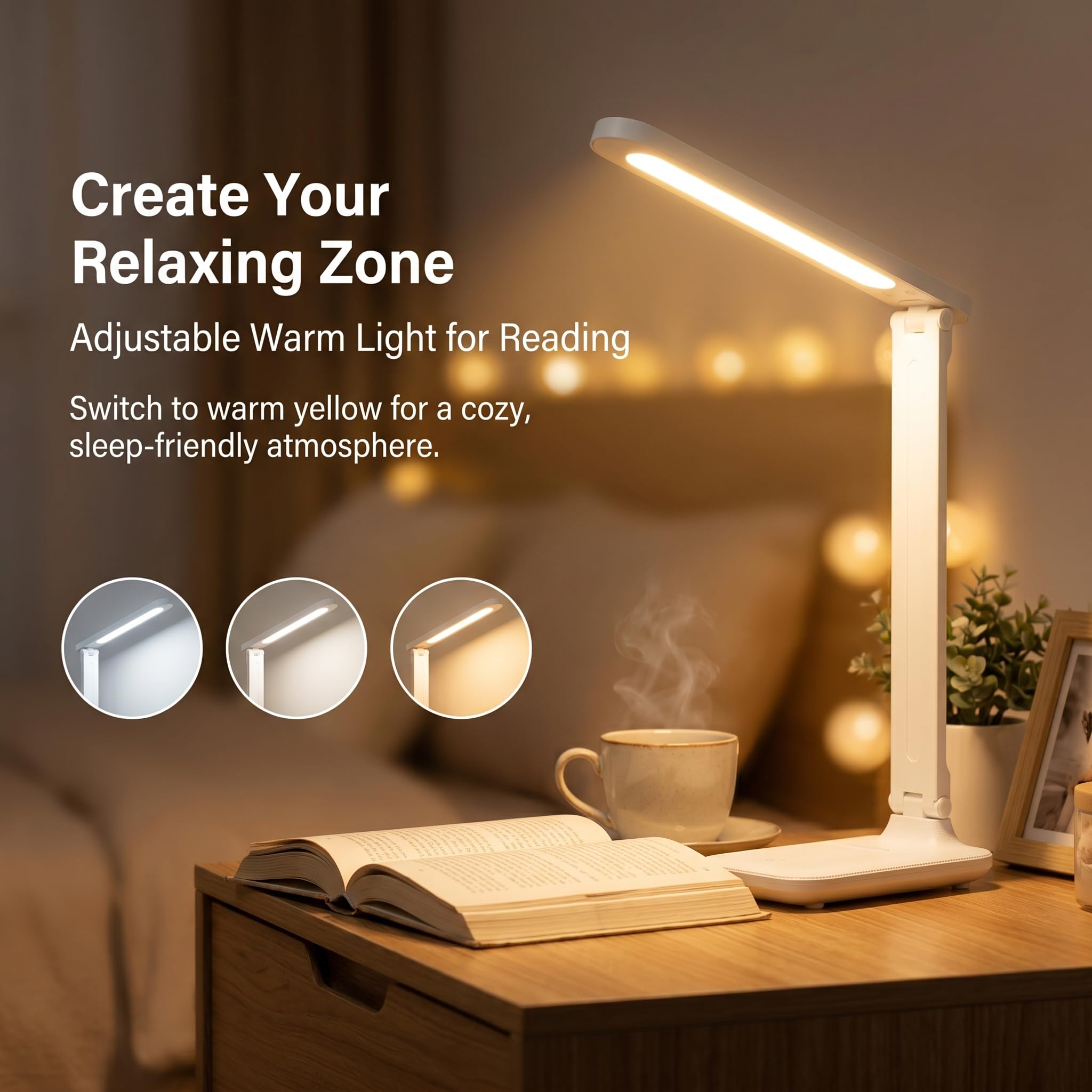 Lampada da scrivania a LED, lampada da scrivania dimmerabile, lampada da lettura, 3 modalità di illuminazione, protezione per gli occhi, lampada da scrivania, accessori da scrivania, lampada da studio