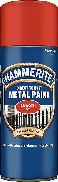 Hammerite Direct to Rust Metal Paint Aerosol Smooth Red Finish 400ML