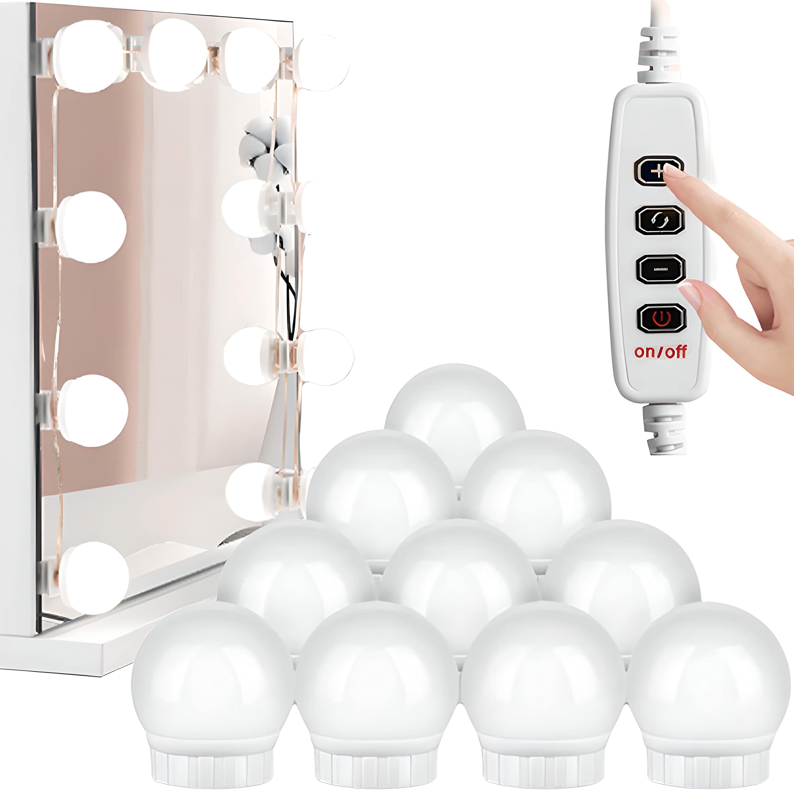 Retoo 10 LED Lámpara de Espejo Hollywood Lámparas de Maquillaje Lámpara de Maquillaje Tocador para Espejo de Maquillaje Espejo de Maquillaje Luz de Baño Regulable 3 Colores