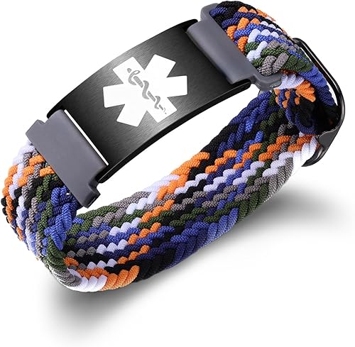 Miniatura 27 de Pulseras deportivas personalizadas de alerta médica para mujeres y hombres – Pulseras de identificación médica personalizadas con grabado gratuito