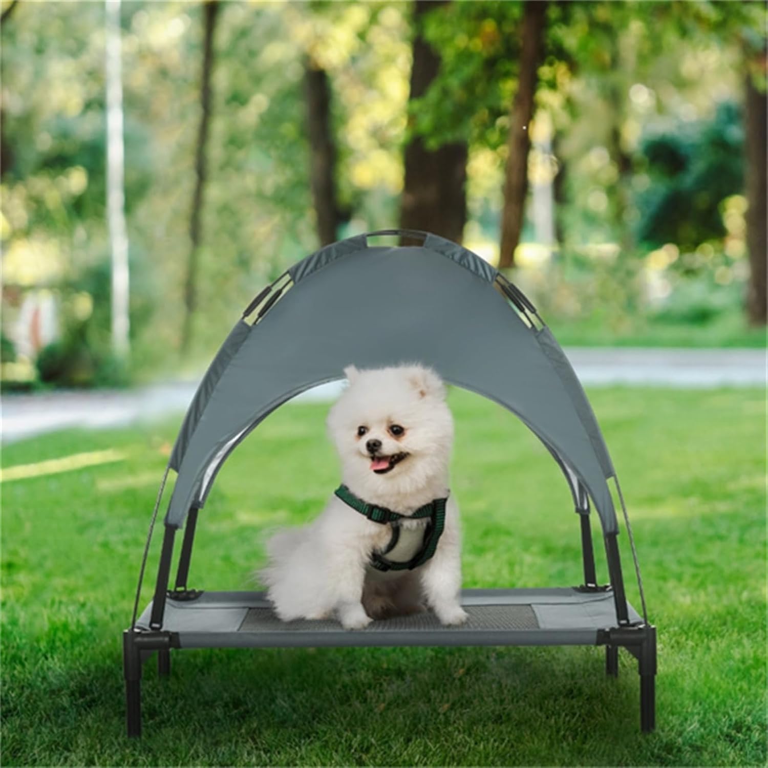 Dog Bed, Pet Bed, Pet Supplies, with Canopy, Foldable, with 1 Travel Bag, for Medium-Sized Dogs Under 44 Pounds, Gray