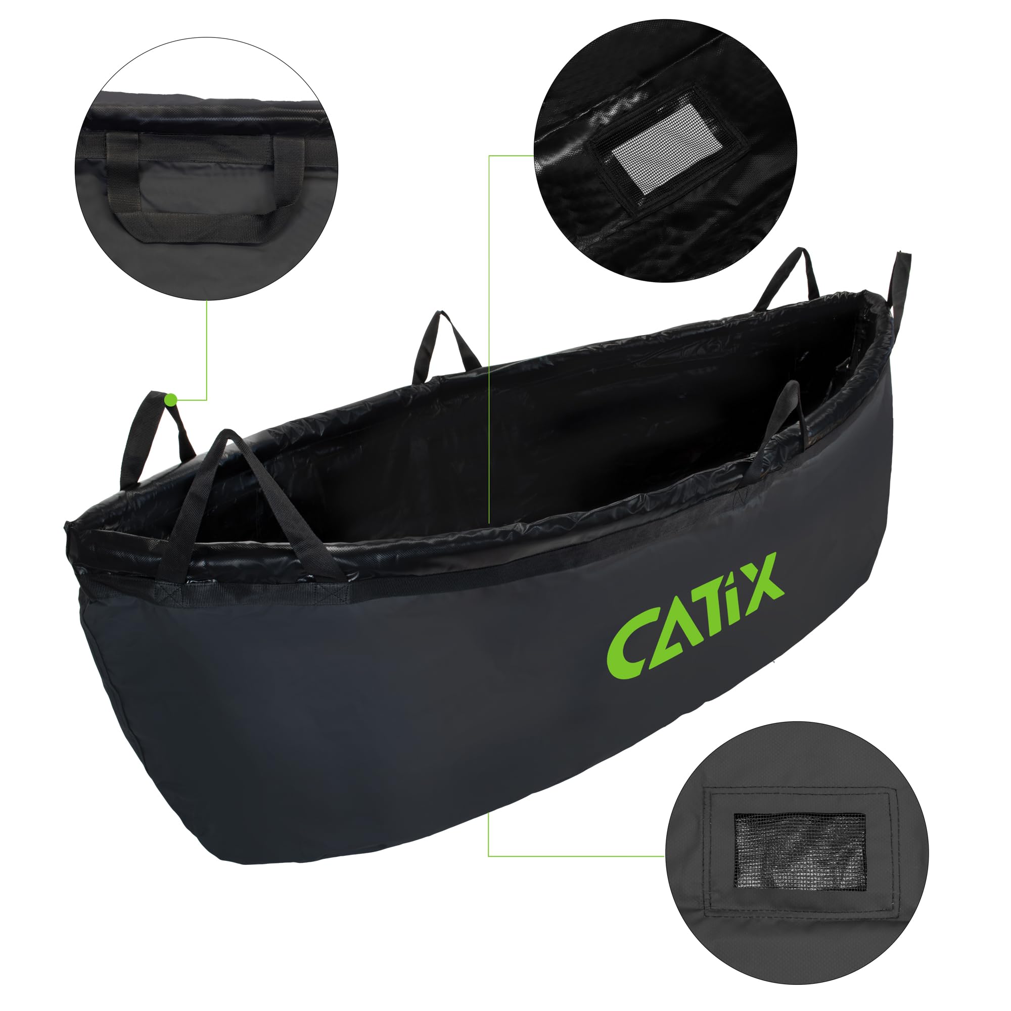 CATIX Weigh Sling – XXL Wiegesack & Transportmatte für Wels – 230x50x50cm – Schwimmend – 6 Trageösen – Fischschonend & Schnelltrocknend – Für Großwelse bis 100kg – Waller-Zubehör