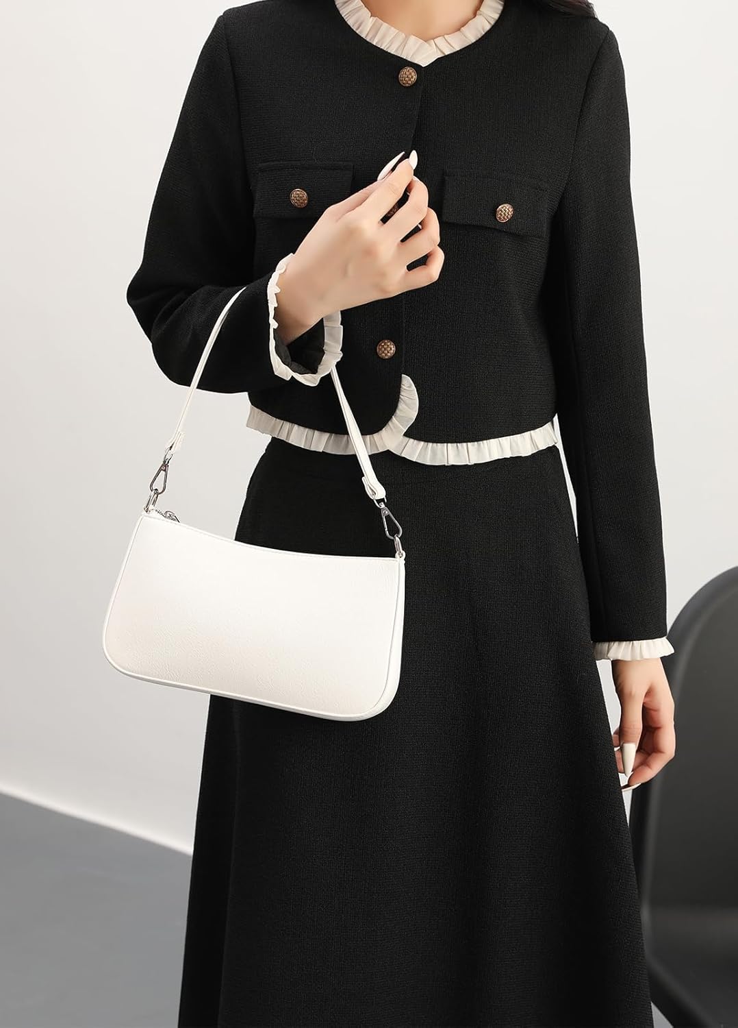 NIUEIMEE ZHOU Small Shoulder bag with 2 Removable Straps Cross Body Clutch Purse Handbag for Women - Image 2